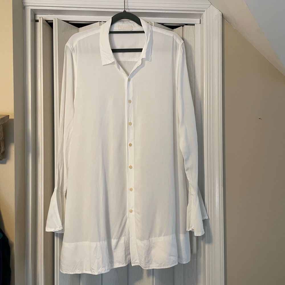 CP Shades White Button Down Shirtdress. NWOT!